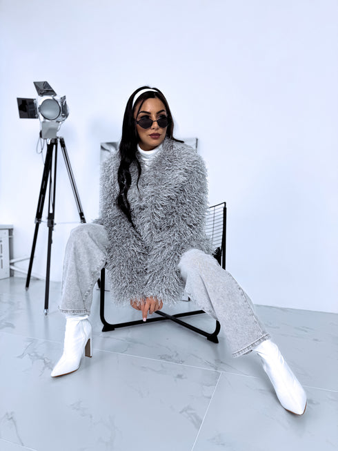 "GREY SMOG" artificial fur coat
